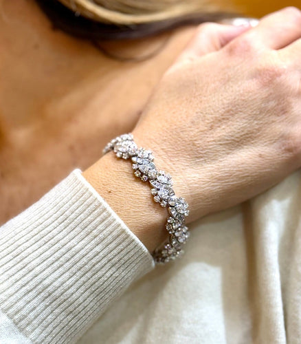 Bracelet Bracelet en or blanc 18 carats et platine serti de diamants naturels 58 Facettes orplat