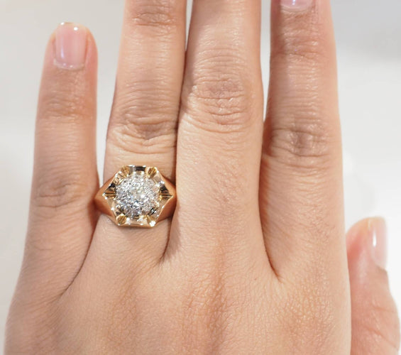 Bague 58 Bague Tank en or rose et blanc 18 ct et diamants 58 Facettes 33624