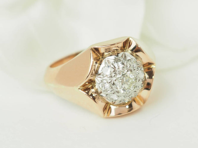 Bague 58 Bague Tank en or rose et blanc 18 ct et diamants 58 Facettes 33624