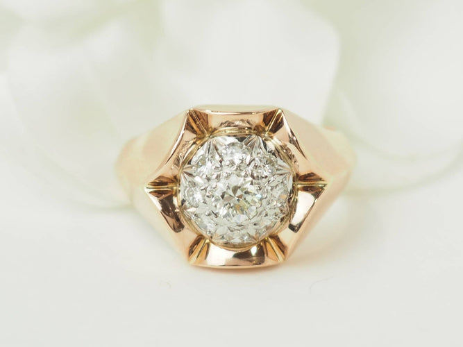 Bague 58 Bague Tank en or rose et blanc 18 ct et diamants 58 Facettes 33624
