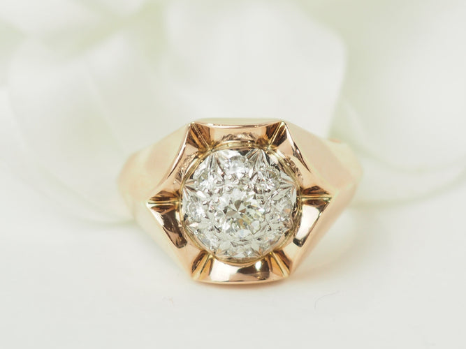 Bague 58 Bague Tank en or rose et blanc 18 ct et diamants 58 Facettes 33624