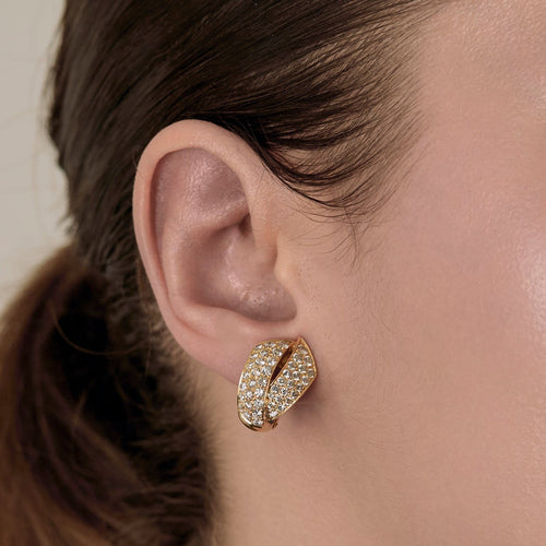 Boucles d'oreilles Demies créoles en or jaune et diamants 58 Facettes B260077