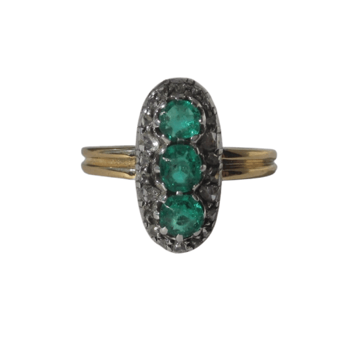 Bague 54.5 Bague marquise XIXe - Trilogie en or rose et argent, diamants 58 Facettes Bague