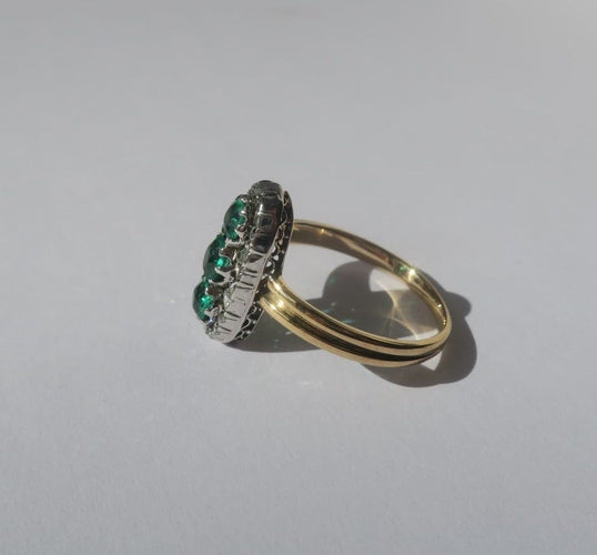 Bague 54.5 Bague marquise XIXe - Trilogie en or rose et argent, diamants 58 Facettes Bague
