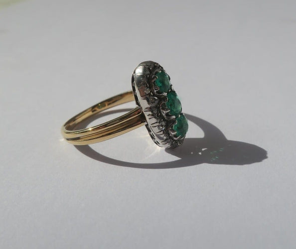 Bague 54.5 Bague marquise XIXe - Trilogie en or rose et argent, diamants 58 Facettes Bague