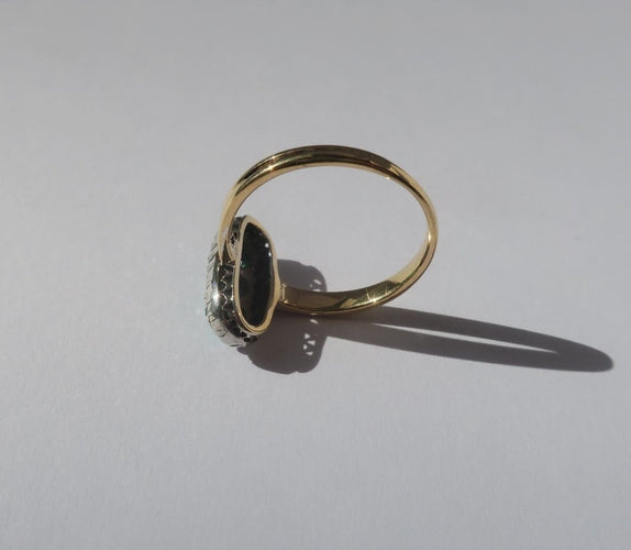Bague 54.5 Bague marquise XIXe - Trilogie en or rose et argent, diamants 58 Facettes Bague