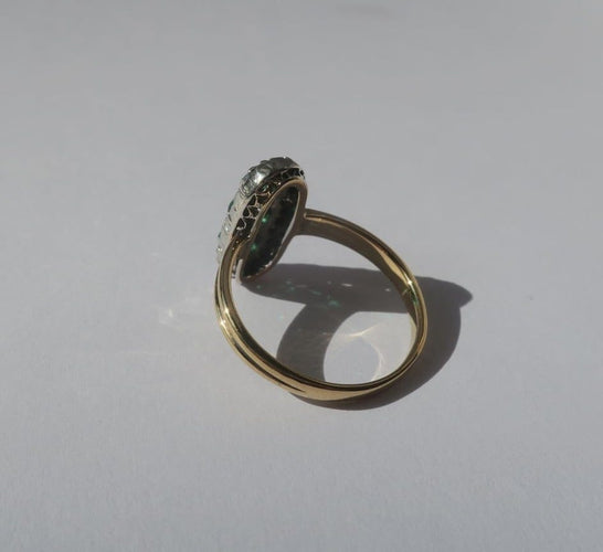 Bague 54.5 Bague marquise XIXe - Trilogie en or rose et argent, diamants 58 Facettes Bague