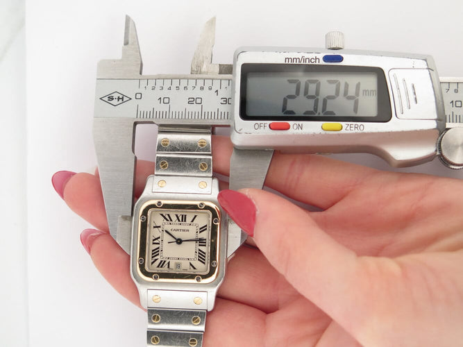 Montre Cartier Santos Galbée - Montre quartz femme en acier et or jaune 58 Facettes 273629