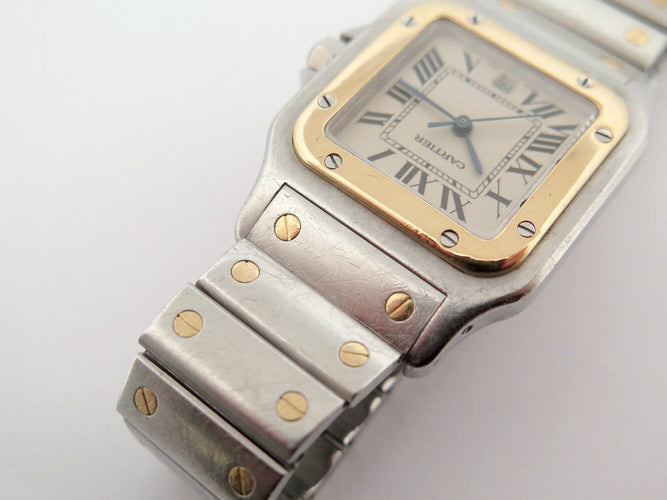Montre Cartier Santos Galbée - Montre quartz femme en acier et or jaune 58 Facettes 273629