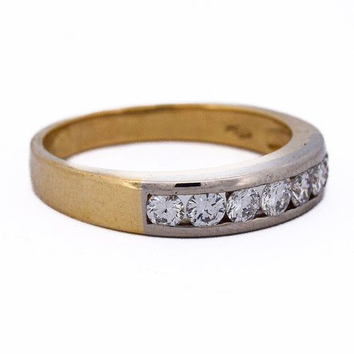 Bague 61 Bague vintage - Alliance en or jaune 18 kt et diamants 58 Facettes AN488 '(0089)