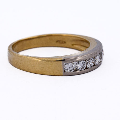 Bague 61 Bague vintage - Alliance en or jaune 18 kt et diamants 58 Facettes AN488 '(0089)