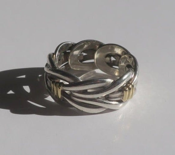 Christofle Symphonie - Bague alliance tressée en or jaune 18 carats et argent 58 Facettes Bague