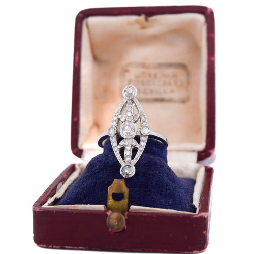 Bague Art déco en platine 950 avec diamants taille ancienne 58 Facettes AN458 (0579)