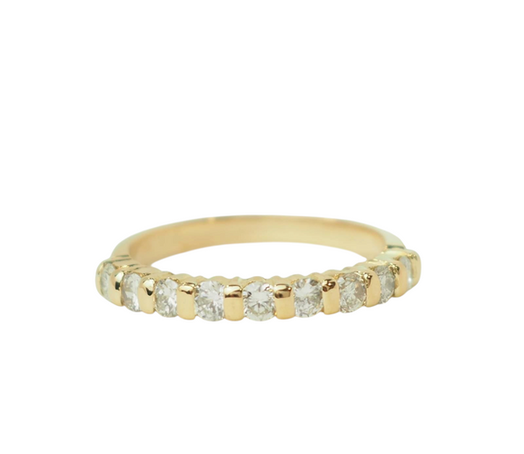 Bague 48 Bague demi-alliance en or jaune et diamants 58 Facettes 33653