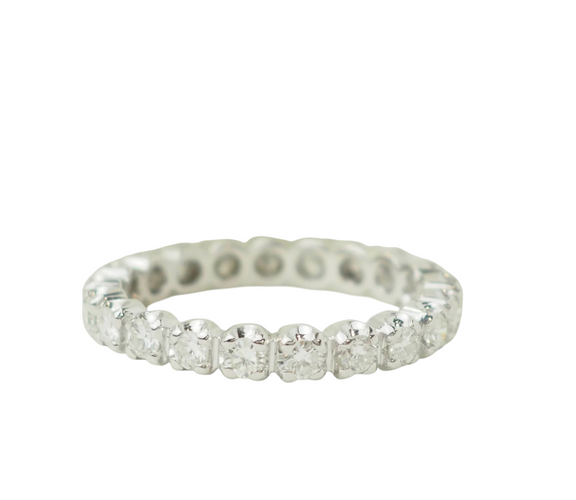 Bague 59 Alliance américaine en or blanc et diamants 1,26 ct 58 Facettes 33677