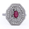 Bague 59 Bague Art déco en or blanc 18 ct, rubis et diamants 58 Facettes AN111 (0079)