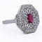 Bague 59 Bague Art déco en or blanc 18 ct, rubis et diamants 58 Facettes AN111 (0079)