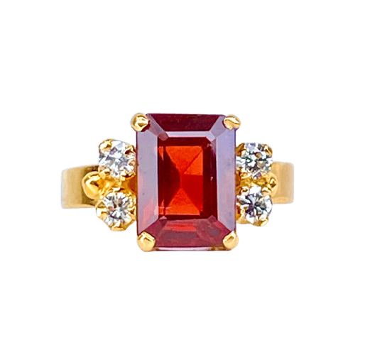 Bague 50 Bague en or jaune 18 carats au grenat et diamants 58 Facettes AB689