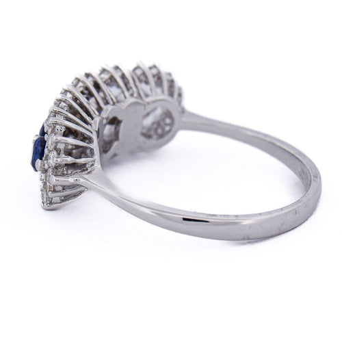 Bague 56 Bague en or blanc 18 ct avec saphirs et diamants 58 Facettes AN384 (5179)