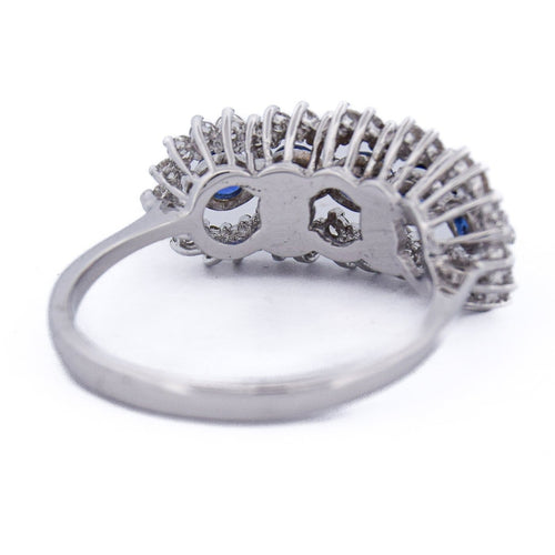 Bague 56 Bague en or blanc 18 ct avec saphirs et diamants 58 Facettes AN384 (5179)