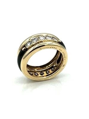 Bague 52 Boucheron - Bague en or 18 carats avec onyx et diamants 1 carat 58 Facettes 190376