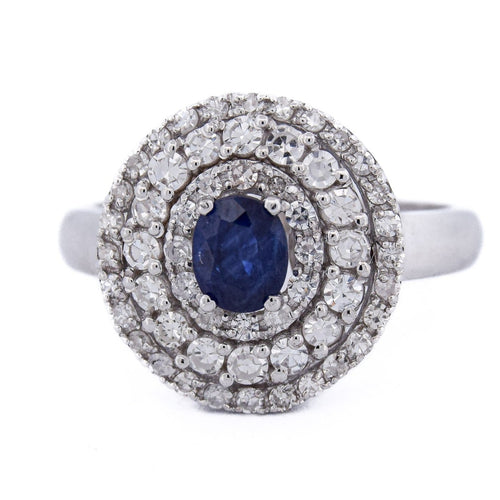 Bague 54 Bague - Or blanc 18 ct avec saphir et diamants 58 Facettes AN551 (0089)