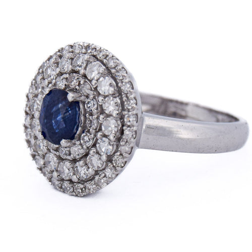 Bague 54 Bague - Or blanc 18 ct avec saphir et diamants 58 Facettes AN551 (0089)