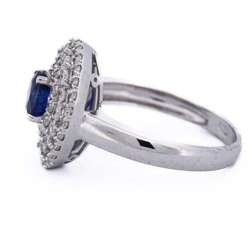 Bague 54 Bague - Or blanc 18 ct avec saphir et diamants 58 Facettes AN551 (0089)
