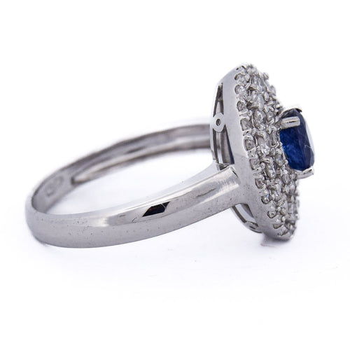 Bague 54 Bague - Or blanc 18 ct avec saphir et diamants 58 Facettes AN551 (0089)