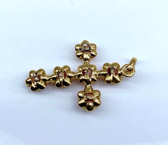 Pendentif Croix - Pendentif en or jaune 18 carats et corail, époque Napoléon III 58 Facettes AB691