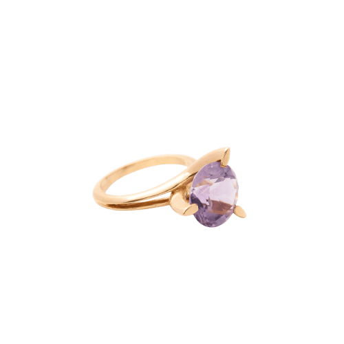Bague 54 Bague améthyste en or jaune 18K, monture croisée 58 Facettes BAGUE-LP1676