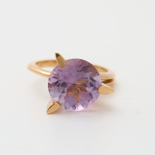 Bague 54 Bague améthyste en or jaune 18K, monture croisée 58 Facettes BAGUE-LP1676
