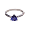 Bague 53 Bague en or blanc 18k avec tanzanite et diamants 58 Facettes S472