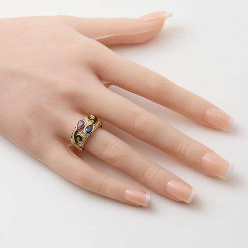 Bague 53 Bague toi et moi en or jaune 18K saphir, rubis et diamants 58 Facettes BAGUE-LP1705