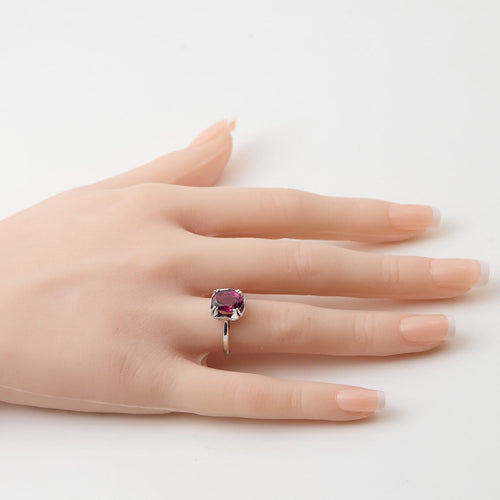 Bague 53 Bague sertie d’un grenat rhodolite ovale en or gris 18K 58 Facettes BAGUE-LP1827