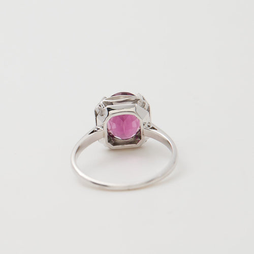 Bague 53 Bague sertie d’un grenat rhodolite ovale en or gris 18K 58 Facettes BAGUE-LP1827