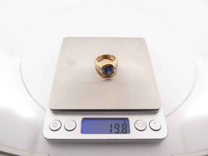 Bague 57 Poiray - Bague en or jaune 18k avec saphir et diamants baguette, T57 58 Facettes 273906