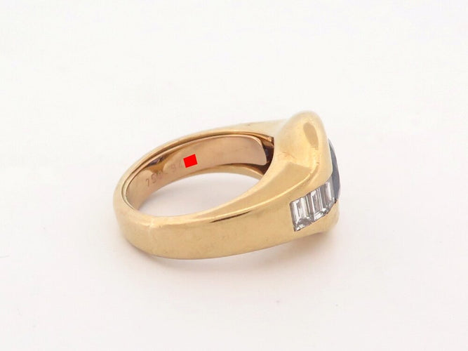 Bague 57 Poiray - Bague en or jaune 18k avec saphir et diamants baguette, T57 58 Facettes 273906