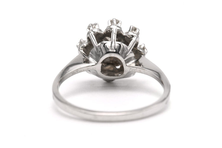 Bague 51 Bague Art déco en or blanc 18 carats sertie de diamants taille brillant 58 Facettes B841