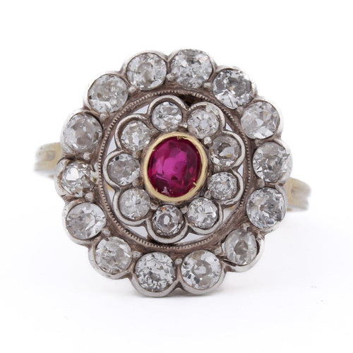 Bague 58 Bague victorienne en or jaune 18 ct, rubis et diamants 58 Facettes AN626 '(00219)