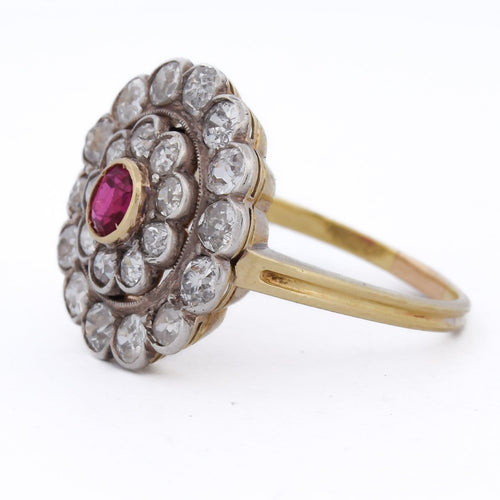 Bague 58 Bague victorienne en or jaune 18 ct, rubis et diamants 58 Facettes AN626 '(00219)