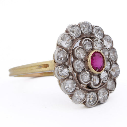 Bague 58 Bague victorienne en or jaune 18 ct, rubis et diamants 58 Facettes AN626 '(00219)