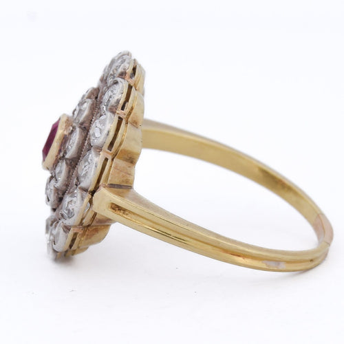 Bague 58 Bague victorienne en or jaune 18 ct, rubis et diamants 58 Facettes AN626 '(00219)