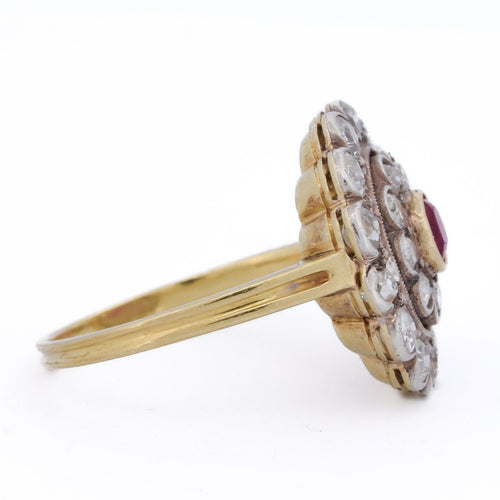 Bague 58 Bague victorienne en or jaune 18 ct, rubis et diamants 58 Facettes AN626 '(00219)