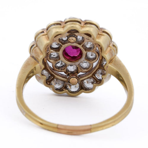 Bague 58 Bague victorienne en or jaune 18 ct, rubis et diamants 58 Facettes AN626 '(00219)