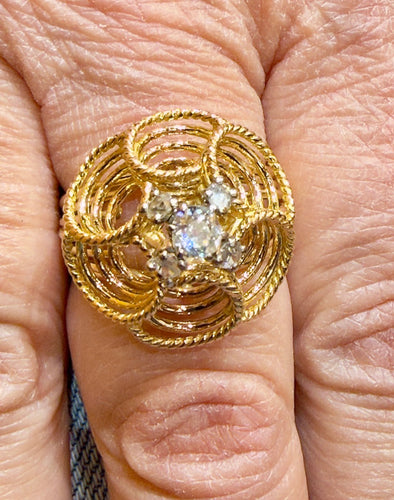 Bague 60 Bague ancienne - Bague en or jaune/rosé 18 carats et diamants 58 Facettes 90870-AC12797