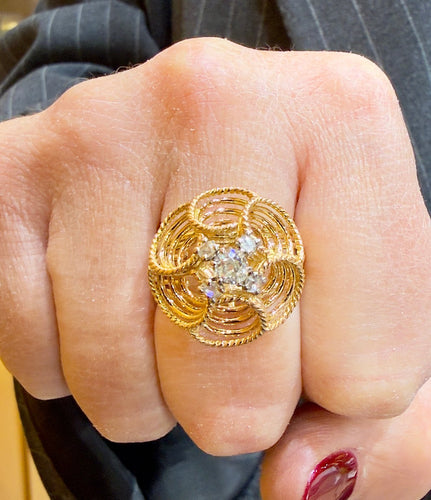 Bague 60 Bague ancienne - Bague en or jaune/rosé 18 carats et diamants 58 Facettes 90870-AC12797