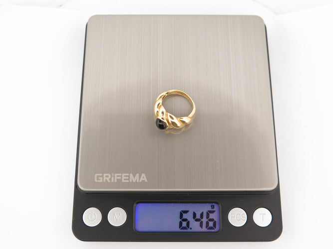 Bague 51 Van Cleef & Arpels - Bague jonc torsadée en or jaune 18k et onyx 58 Facettes 273892