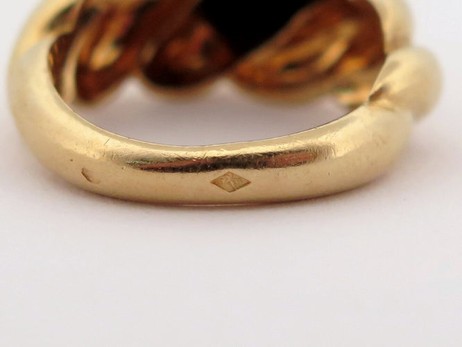 Bague 51 Van Cleef & Arpels - Bague jonc torsadée en or jaune 18k et onyx 58 Facettes 273892