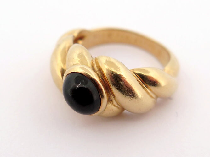 Bague 51 Van Cleef & Arpels - Bague jonc torsadée en or jaune 18k et onyx 58 Facettes 273892
